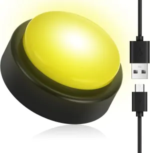 1 Pack USB Recordable Button 240 Seconds Recordable Dance Party Music Button with Light Make Your Own Music Dance Buttons by Uploading Audio Files for Crafter Hobbyists, USB Cable Included