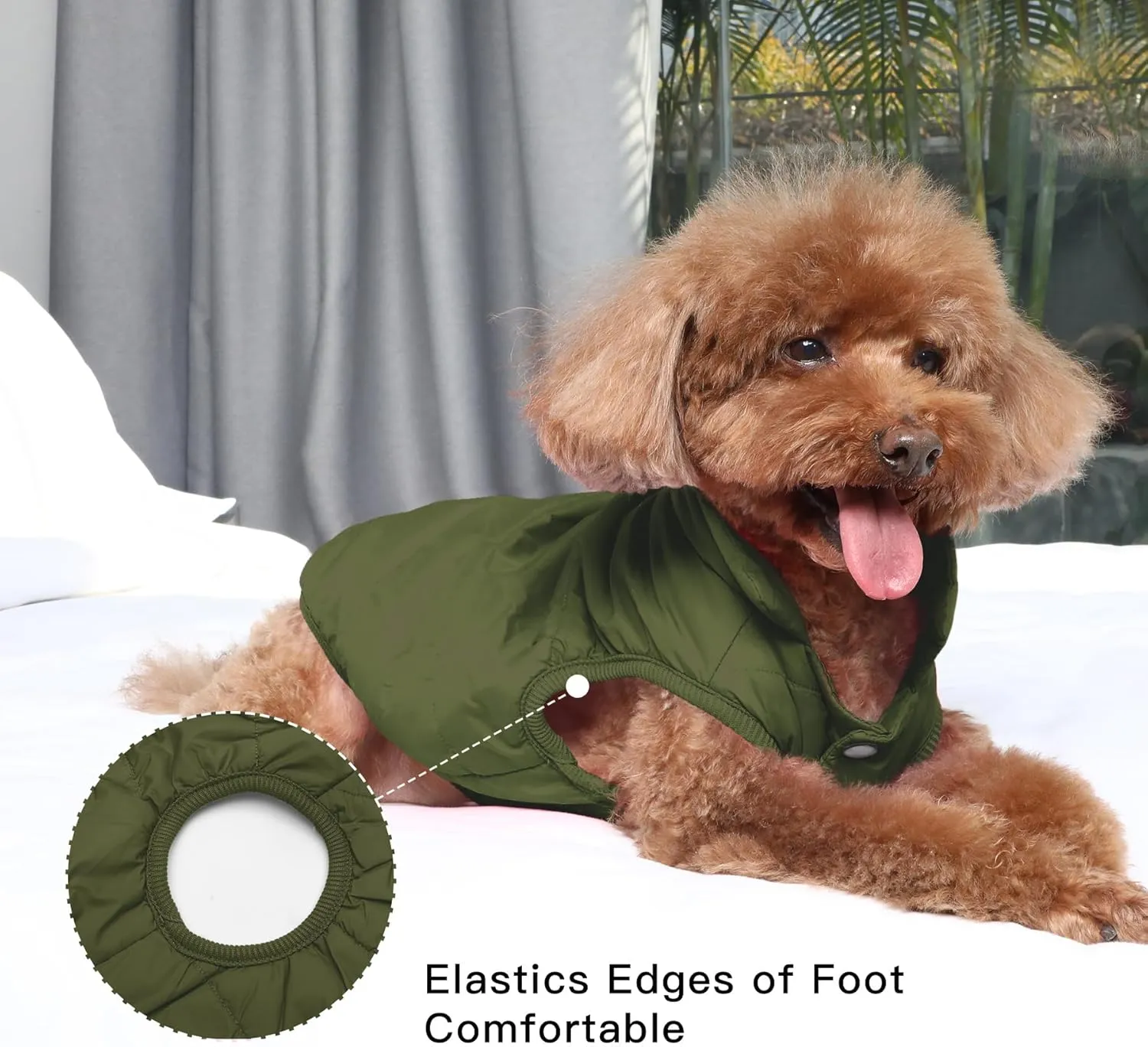 2 Layers Fleece Lined Warm Dog Jacket for Puppy Winter Cold Weather,Soft Windproof Small Dog Coat,Green M