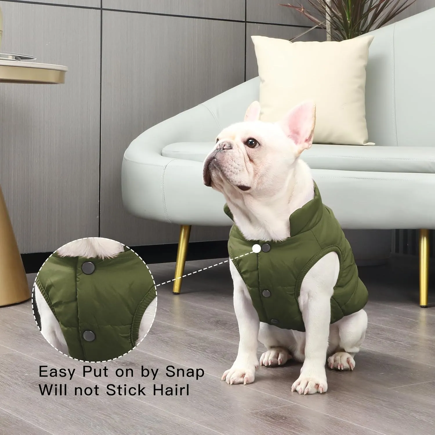 2 Layers Fleece Lined Warm Dog Jacket for Puppy Winter Cold Weather,Soft Windproof Small Dog Coat,Green M