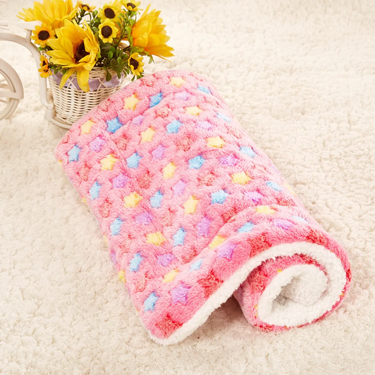 4 Sizes Soft Cosy Warm Fleece Pet Dog Cat Animal Blanket Velvet Bed Mat Cozy Pad Pet Mat