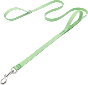 6 ft Double Handle Waterproof Dog Leash, Traffic Control, Odor Proof, Easy Clean Coated Wide Nylon with 2 Handles for Beach/Muddy Adventures/Training