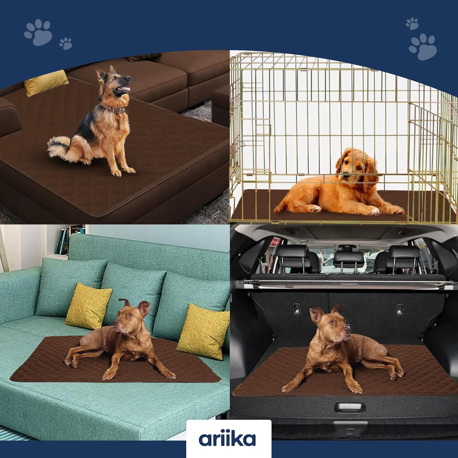 ariika Waterproof Couch Covers for Pets - Durable, Scratch-Resistant - Eco-Friendly Polyester & Cotton Mix, Odor-Free, Ideal for All Breeds - Dog Bed Cover for Sofa, Floor, Car Seats and Bed