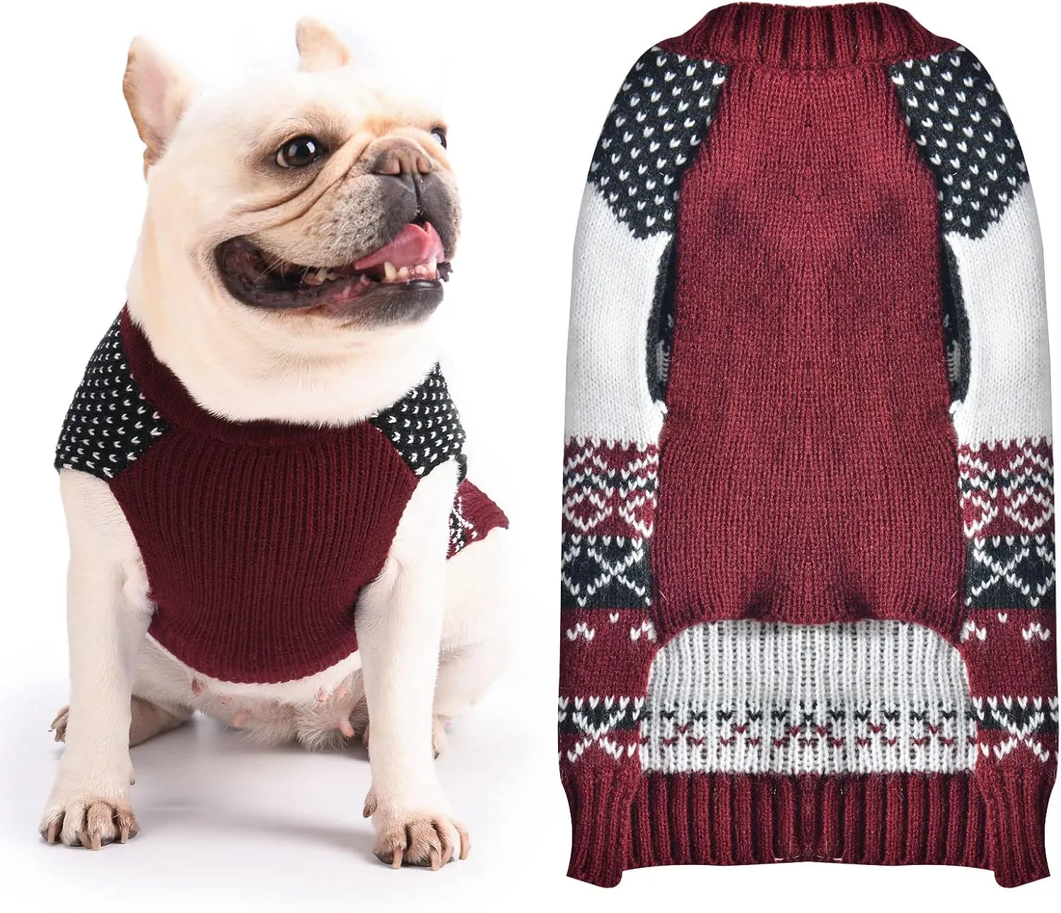 BAEJMJK Dog Christmas Sweater Xmas Pet Dog Turtleneck Clothes for Small Medium Large Dogs Soft Warm Puppy Cat Knit Jumper Dog Outfits Dog Pullover for Fall Winter Red ElkA,Small