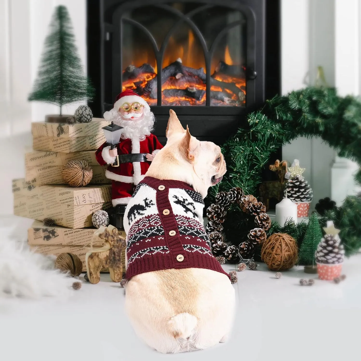 BAEJMJK Dog Christmas Sweater Xmas Pet Dog Turtleneck Clothes for Small Medium Large Dogs Soft Warm Puppy Cat Knit Jumper Dog Outfits Dog Pullover for Fall Winter Red ElkA,Small