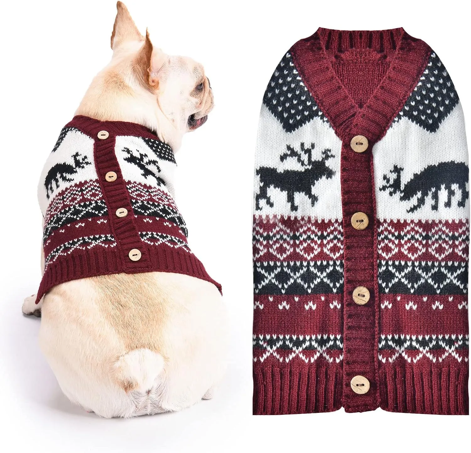 BAEJMJK Dog Christmas Sweater Xmas Pet Dog Turtleneck Clothes for Small Medium Large Dogs Soft Warm Puppy Cat Knit Jumper Dog Outfits Dog Pullover for Fall Winter Red ElkA,Small