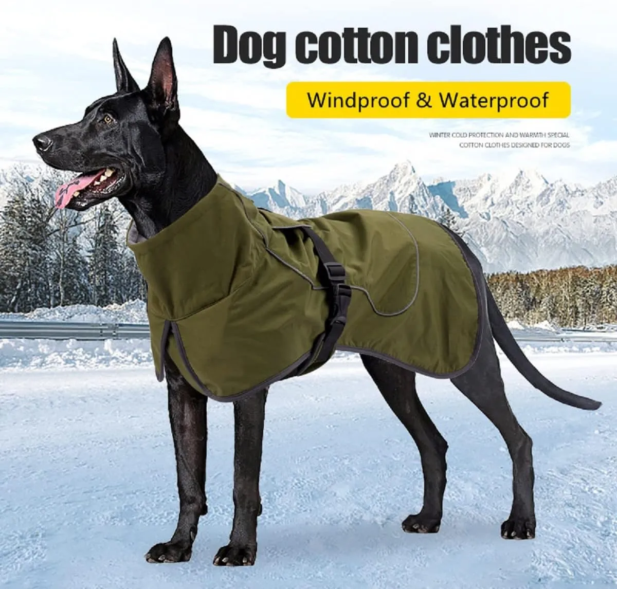 Barkworthies Dog Raincoat - Waterproof Winter Jacket with Velvet Inner, Reflective Strip, Green M