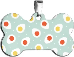 Boiled Eggs Pet ID Tags Personalized Stainless Steel Dog Tags Bone Shape Cat Collar Tags Accessories