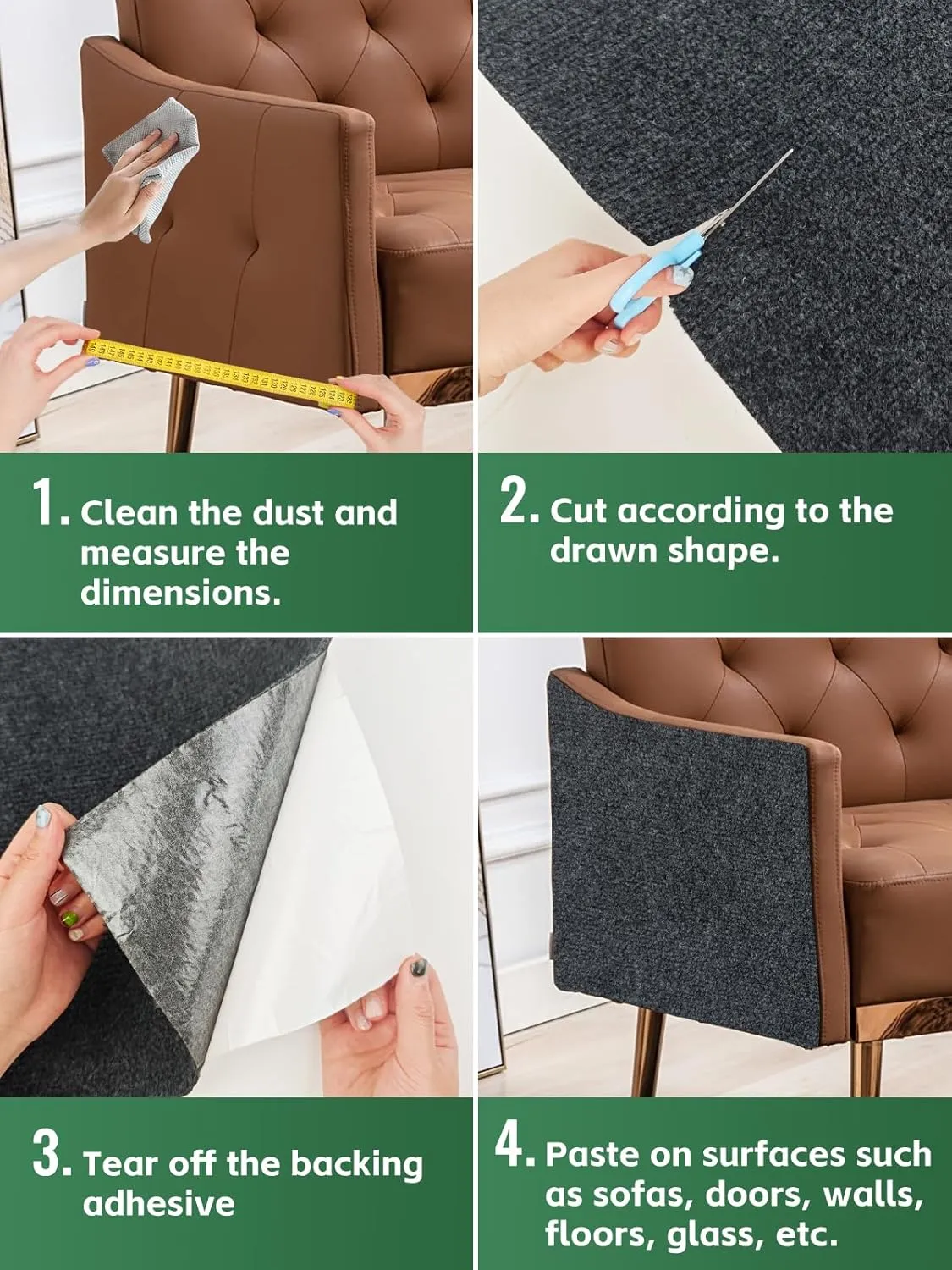 Cat Scratching Mat, 100"x16" Self-Adhesive Cat Scratching Furniture Protector Trimmable Replacement for Couch, Wall Shelves, Corner Protectors(Dark Grey)