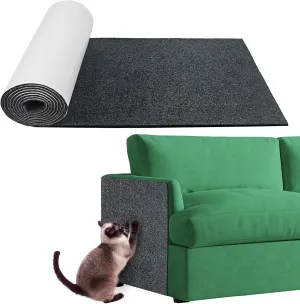 Cat Scratching Mat, 100"x16" Self-Adhesive Cat Scratching Furniture Protector Trimmable Replacement for Couch, Wall Shelves, Corner Protectors(Dark Grey)
