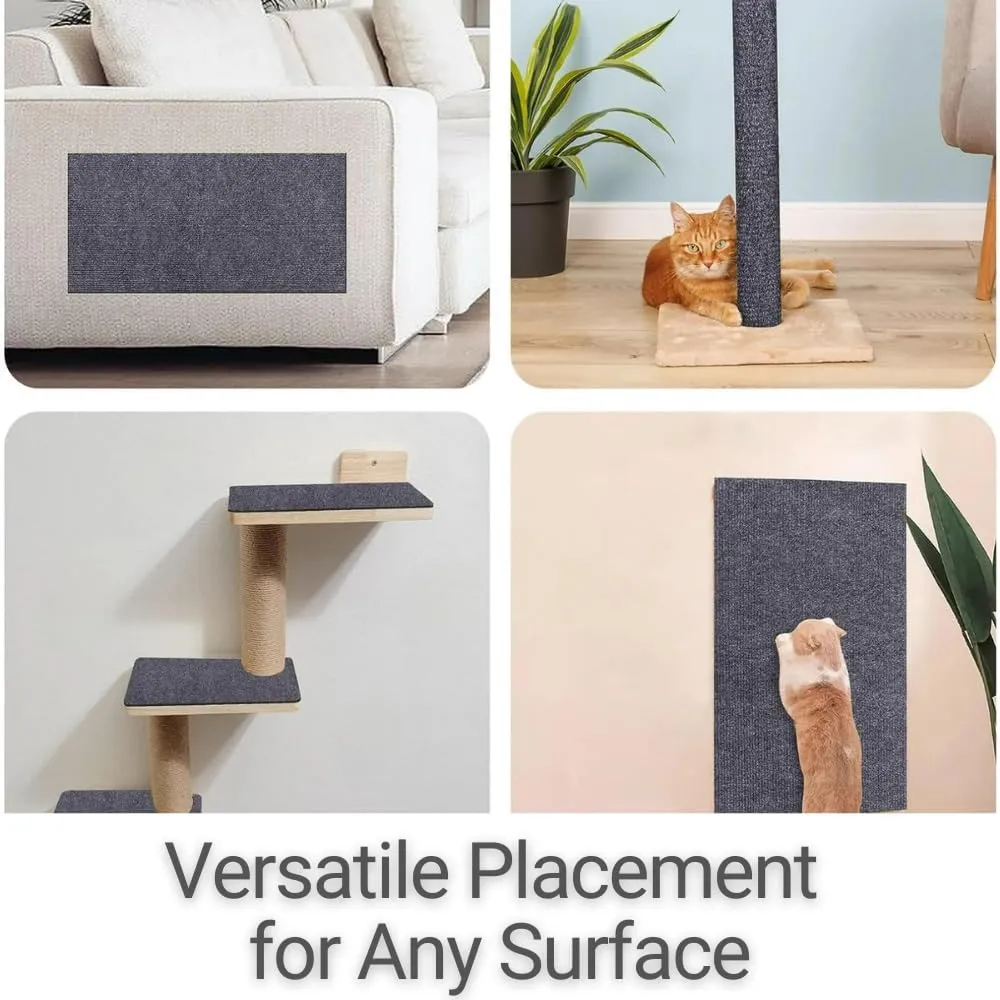 Cat Scratching Mat for Couch Furniture Protective Cover Anti-Fall Climbing Claw Corner Wall Mat Self-Adhesive Cuttable Easy to Clean Replacement Carpet Rug (Dark Gray, 15.8" x 39.4")