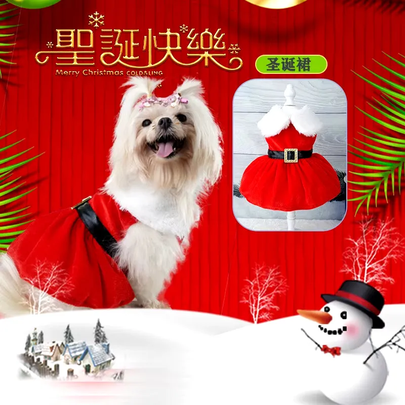 Charming Christmas Dog Dresses for Small Pets - Stylish Princess Cosplay Outfit for Summer Festivities!