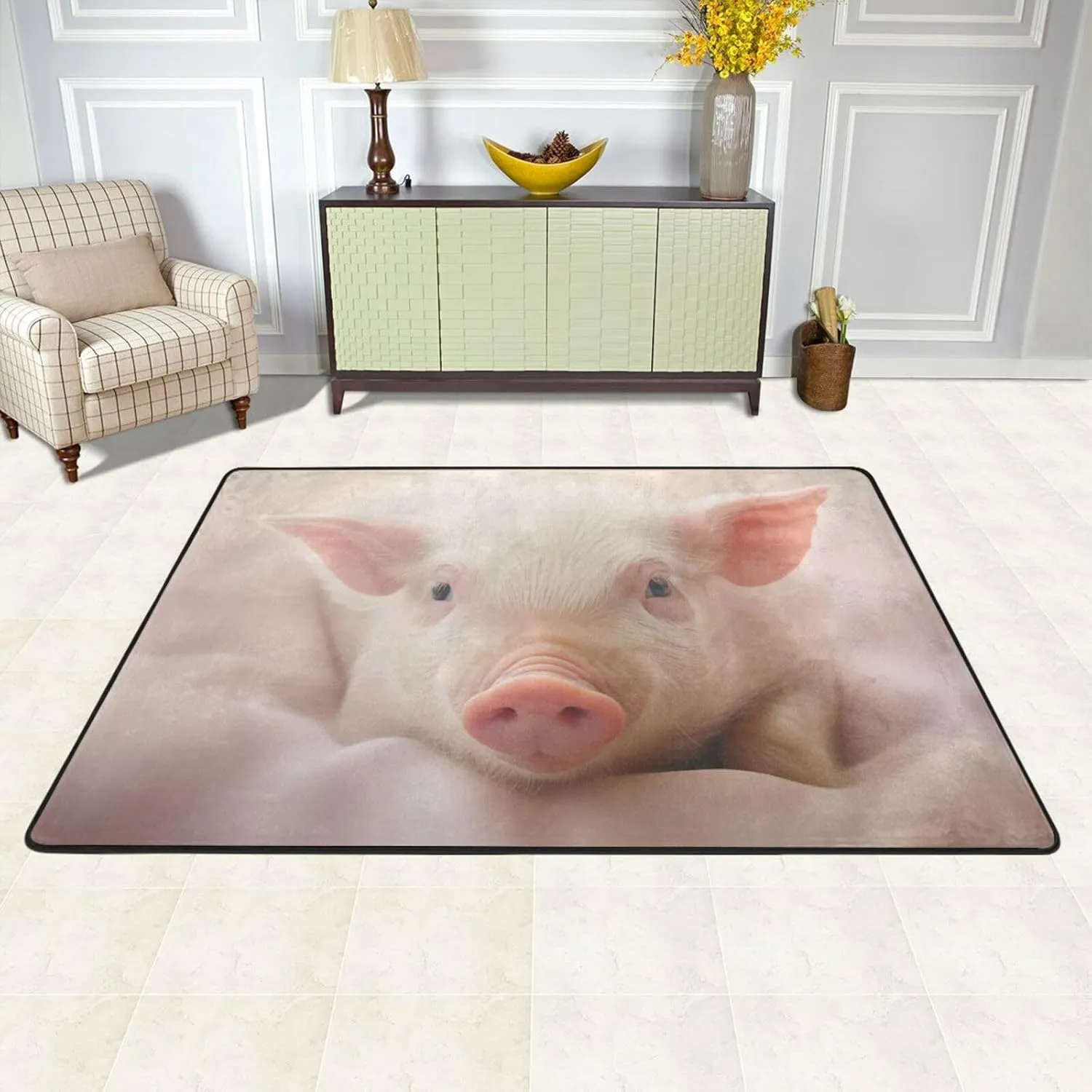 Cute pet Pig Printed Anti-Slip Floor mat Carpet Rug 72"x48" for Living Room Office Coffee Table Bed Balcony