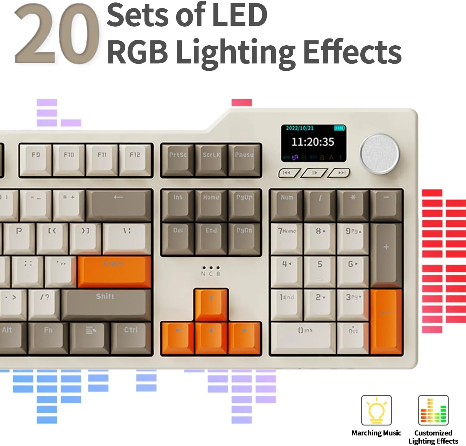 DAIDAIAJAZZ AK35I V3 Full Size Hot Swap Mechanical Gaming Keyboard with Screen & Knob 2.4G/BT/USB-C Gasket Keyboard FR4 Plate 8000mAh Battery South Facing LED RGB (Avocado Axis)