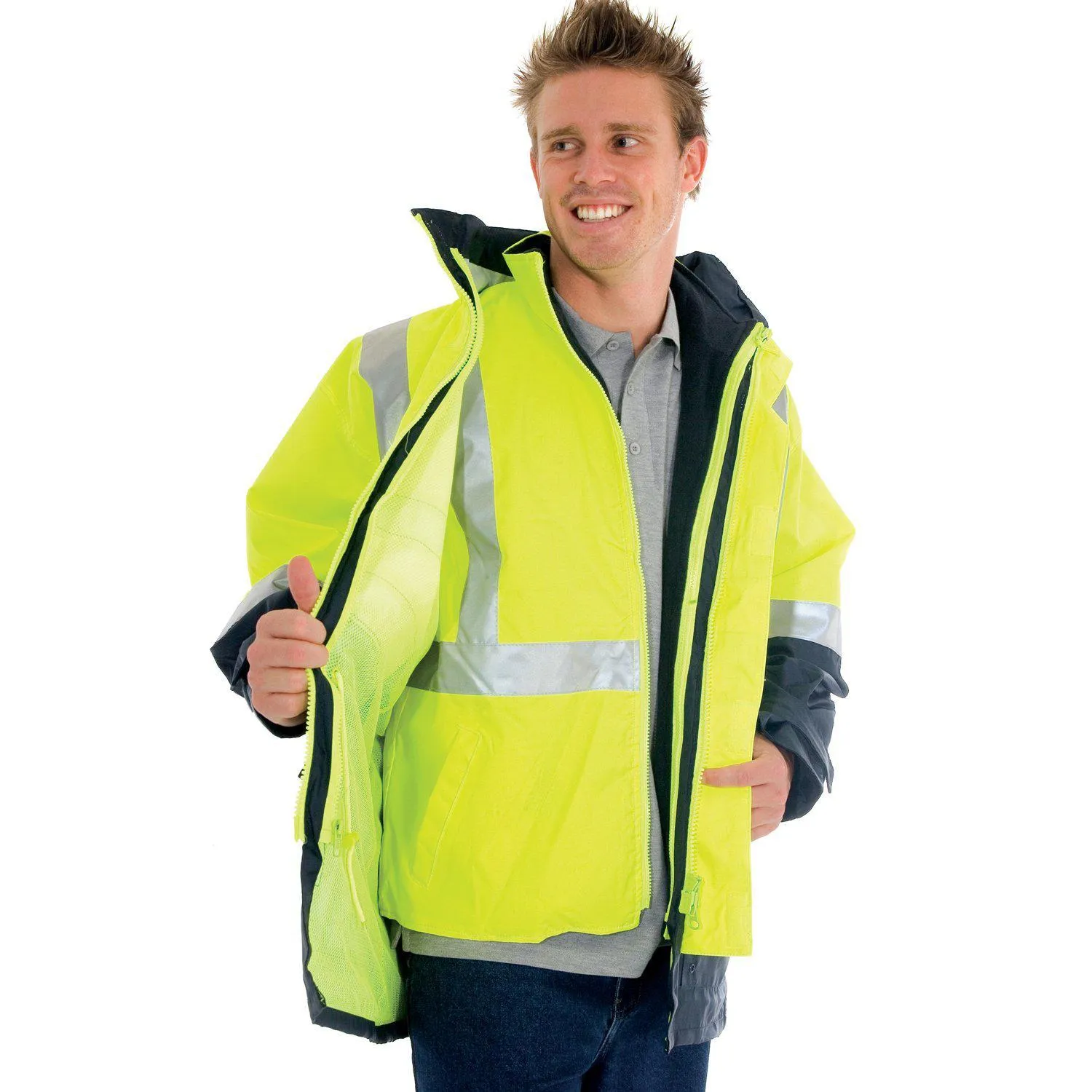 DNC Taped HiVis 2-Tone "4in1" Breathable Jacket - 3864