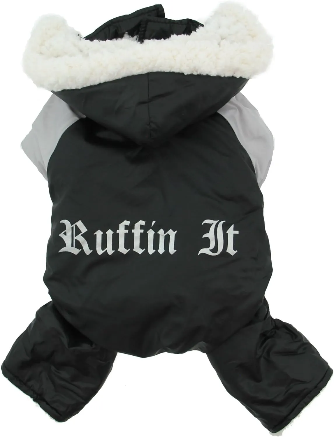 Dog Coat - "Ruffin' It" Snowsuit - Black & Grey - Medium (M)