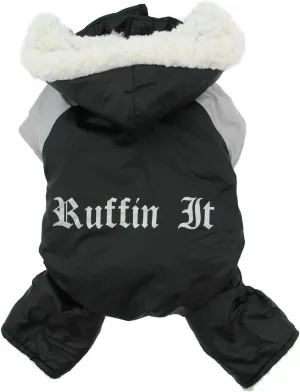 Dog Coat - "Ruffin' It" Snowsuit - Black & Grey - Medium (M)