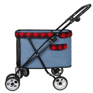 Dog Pram Dog Pushchair,Folding pet Stroller,Cabin with top mesh Door,4 Wheels pet cart for Dogs and Cats,Shock Absorber Swivel Front Wheel,Rear Wheel with Foot Brakes,Push Trolley pram with