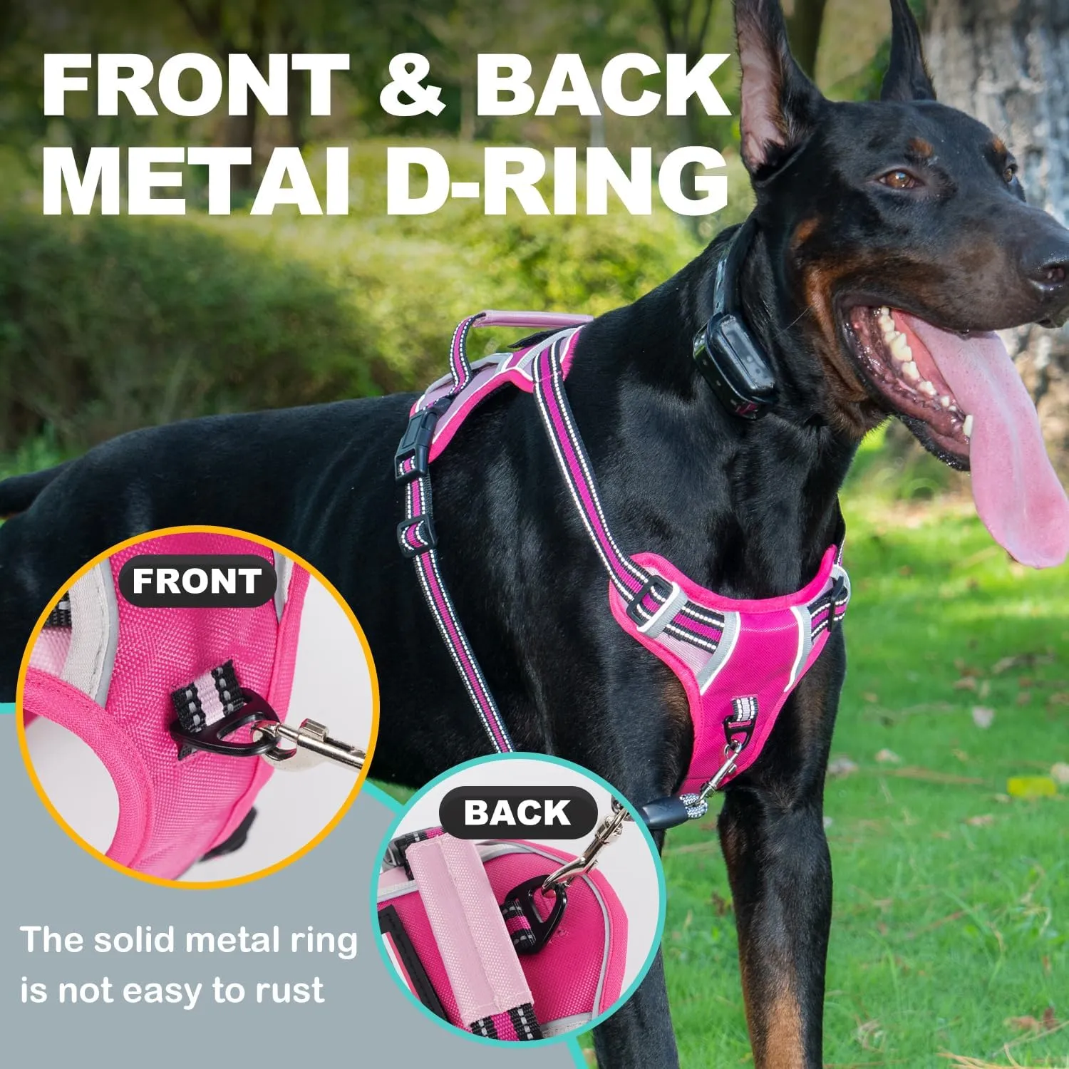 Dog Vest Harness for Small Dogs with 2 Dog Patches, No Pull Adjustable Dog Harness with Handle for Walking Training, Reflective and Soft Padded Pet Harness for Small Dogs - Pink, XS