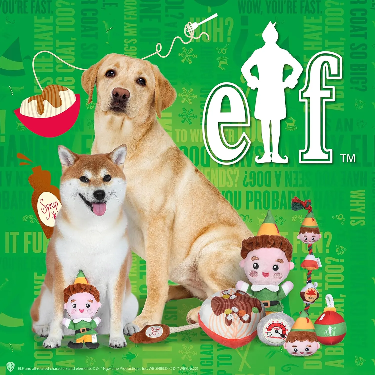 Elf: Holiday Plush Squeaker Buddy The, Clausometer, and Ornament Ball Set - 3pc Toy Set(3)