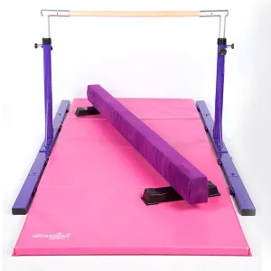 Elite Aluminium 3m Beam (Adjustable Feet), 2x Mats, and Bar Combo