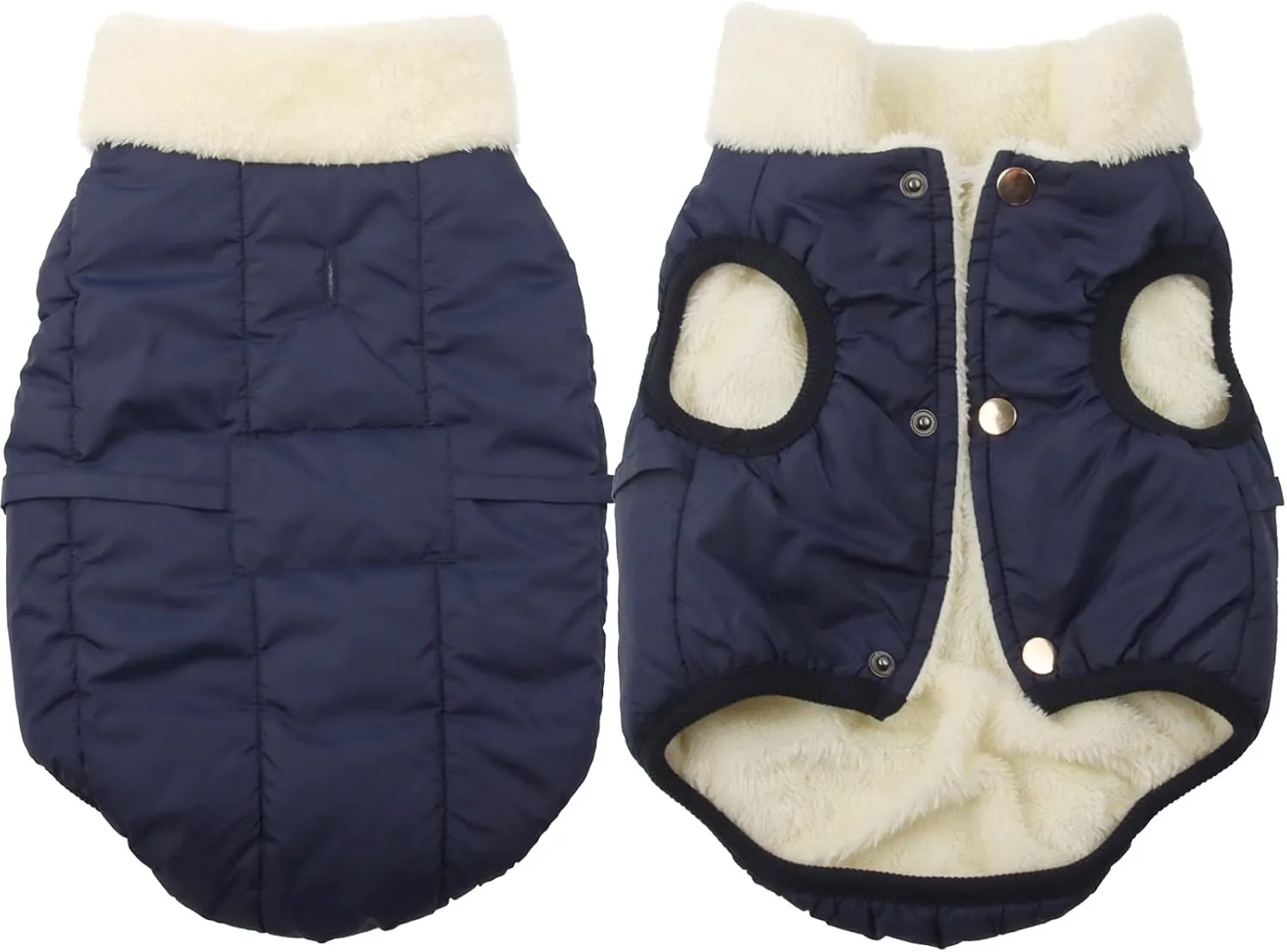 Fleece Lined Warm Dog Jacket for Puppy Winter Cold Weather,Soft Windproof Small Dog Coat,Blue M