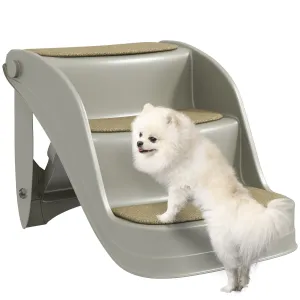 Foldable Pet Stairs 3 Steps with Non-slip Mats for Small Dogs Grey
