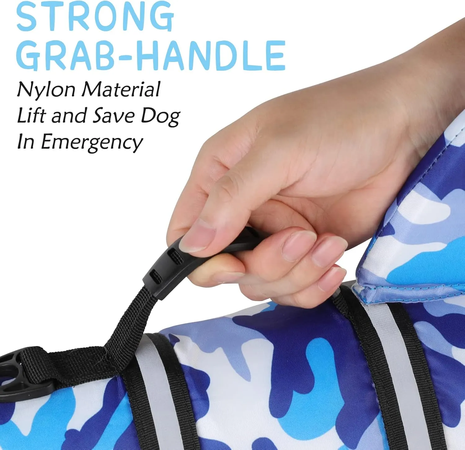 Fragralley Dog Life Jacket - Shark Camo Swimming Vest with Lightweight Reflective Material. Superior Buoyancy & Rescue Handle for Small, Medium and Large Dogs. Safe for Pool, Beach, Boating