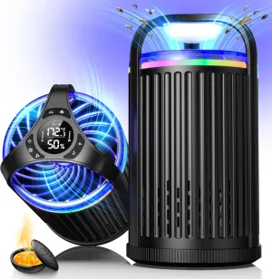 Fruit Fly Traps for Indoors, 2025 New Gnat Traps for House Indoor with UV&Blue Bug Light, Bug Zapper Flying Insect Trap for Fruit Flies, Gnats,Plants Moths with 10 PCS Refill-Black