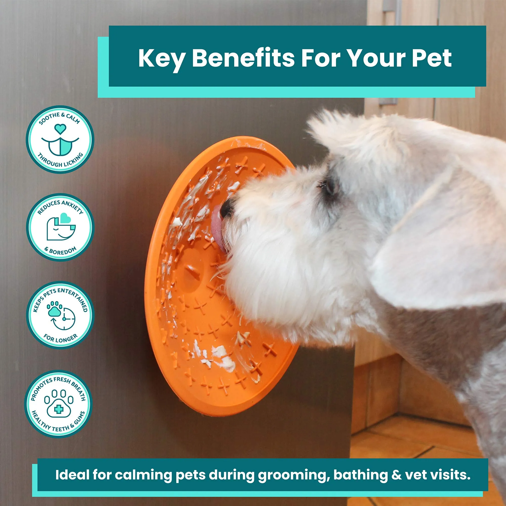 Innovative Pet Lickimat Splash Suction Cup Slow Feeding Bowl for Cats and Dogs - Turquise