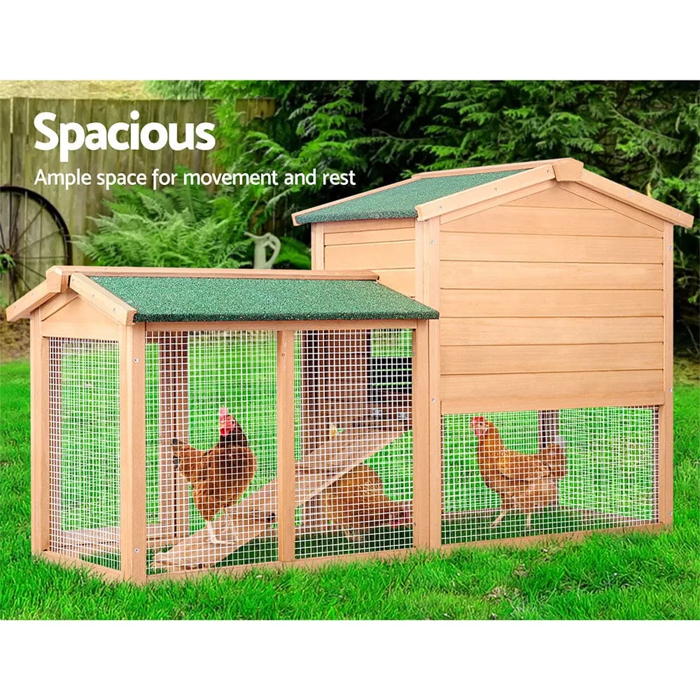 i.Pet Chicken Coop Rabbit Hutch 138cm x 44cm x 85cm Large Chicken Coop House Run Cage Wooden Outdoor