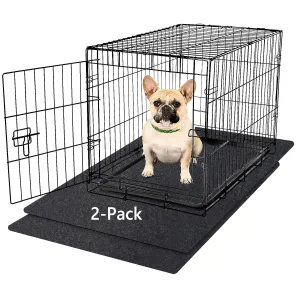Kennel Pad Dog Crate Mat Liner, Absorbs Urine, Waterproof, Non-Slip, Washable Puppy Pee Pad for Kennel Training - Under Pet Cage to Protect Floors, Thin Cut to Fit Design (48" x 29" - 2 Pack)