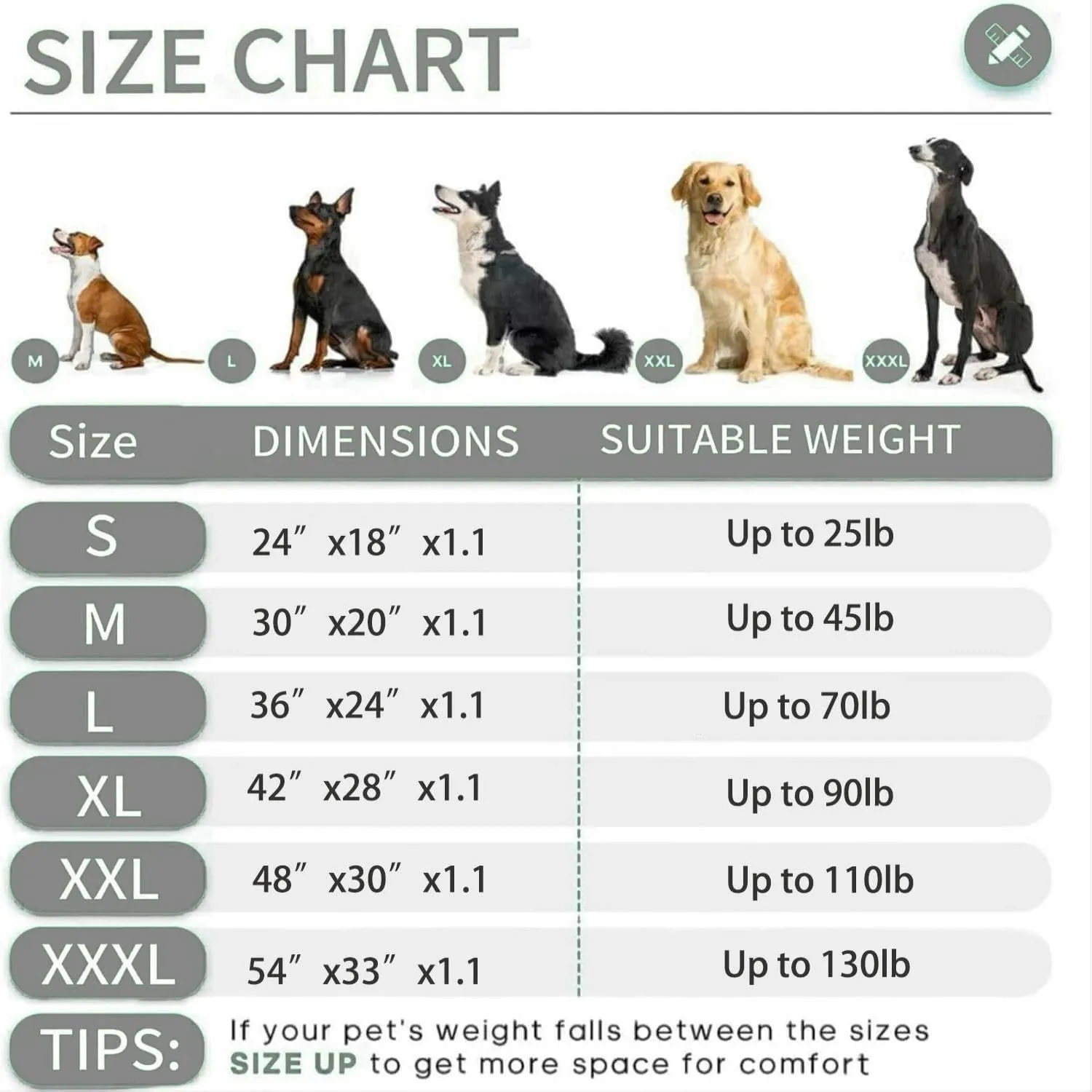 KHONSU PET Dog Bed Mat Crate Pad for Up to 70 lbs Dogs with Reversible Sides for Cold and Hot Seasons, Completely Washable Cushioned Pad 1.1inch Thin Dog Bed