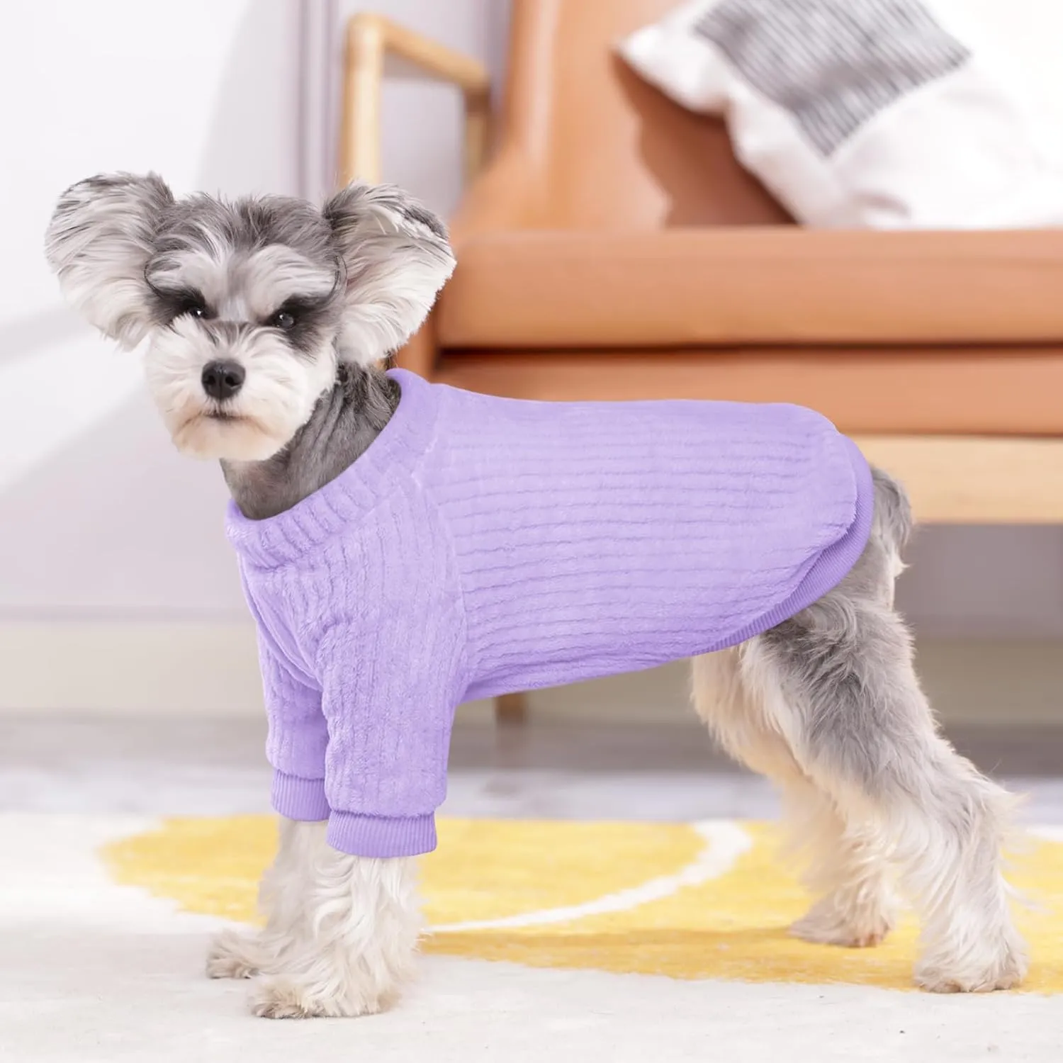 Kuoser Dog Sweater, Dog Sweaters Dog Clothes for Small Medium Dogs Girls Boys, Soft Warm Puppy Sweater Dog Coat, Dog Winter Clothes Doggie Sweatshirt for Small Medium Dogs, Purple M