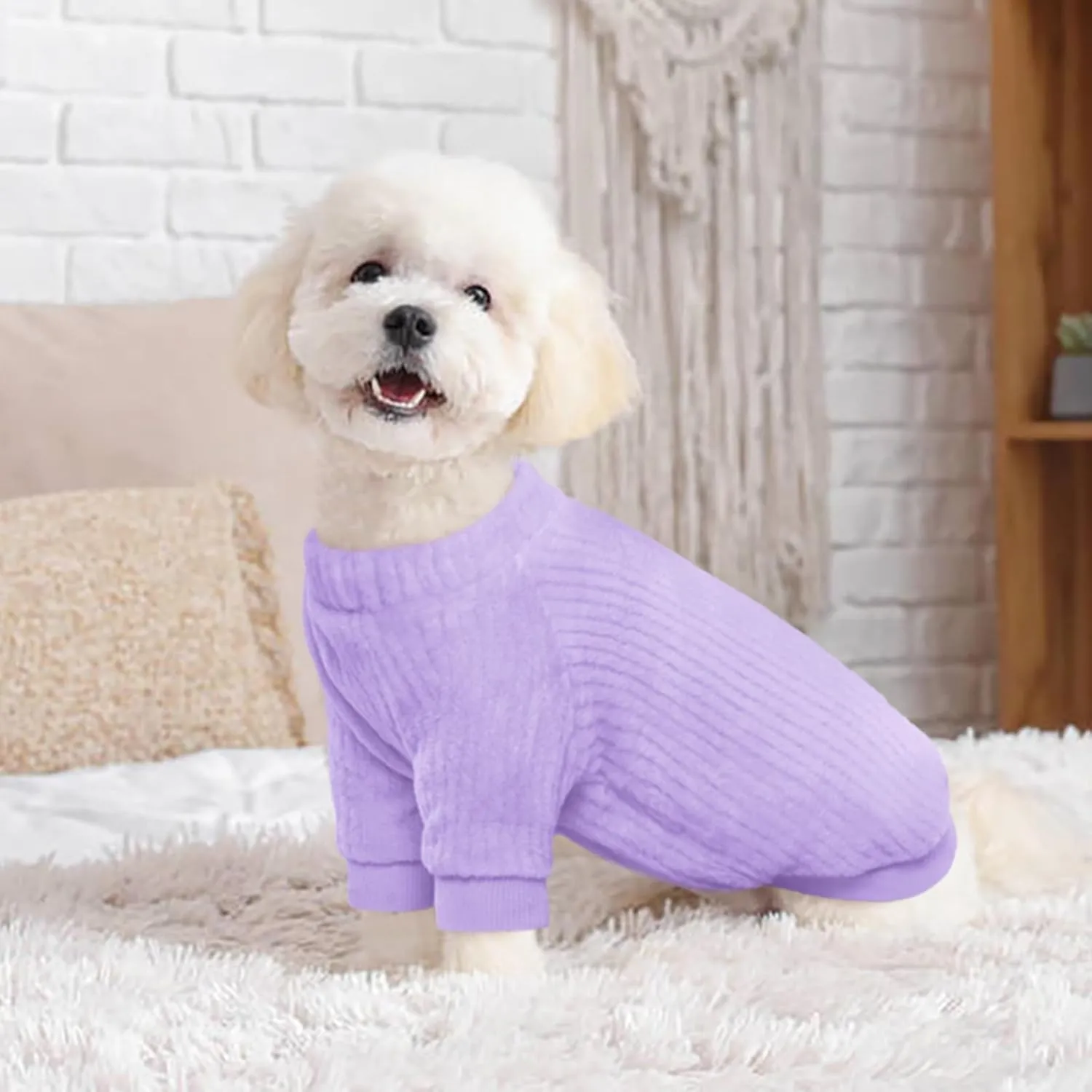 Kuoser Dog Sweater, Dog Sweaters Dog Clothes for Small Medium Dogs Girls Boys, Soft Warm Puppy Sweater Dog Coat, Dog Winter Clothes Doggie Sweatshirt for Small Medium Dogs, Purple M