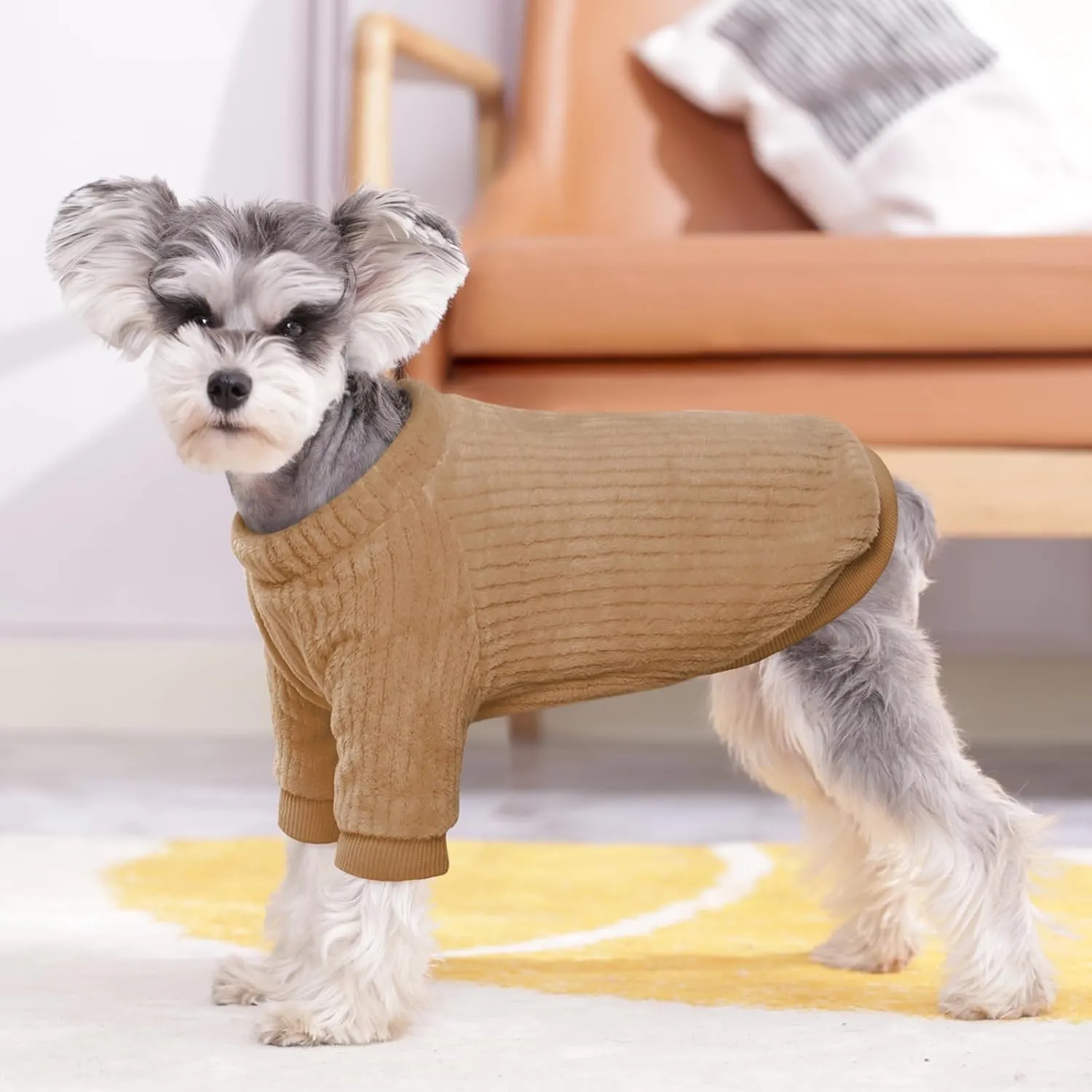 Kuoser Pet Dog Sweatshirt Sweater, Clothes for Small Dogs Girls Boys, Christmas Puppy Sweater for Boston Terrier, Schnauzer (Brown M)