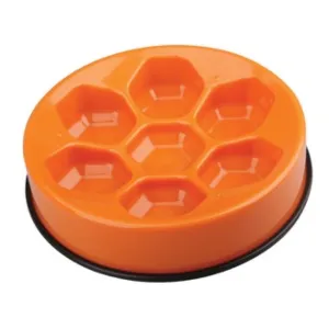 M-Pets Cavity Slow Feed Round Dog Bowl (Orange)