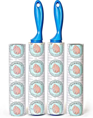Mammoth Lint Roller-Extra Large Lint Roller, 2 Rollers and 2 Refills, 90 Sheets per Roll, Perfect for Pets (360 Extra Long Sheets Total)