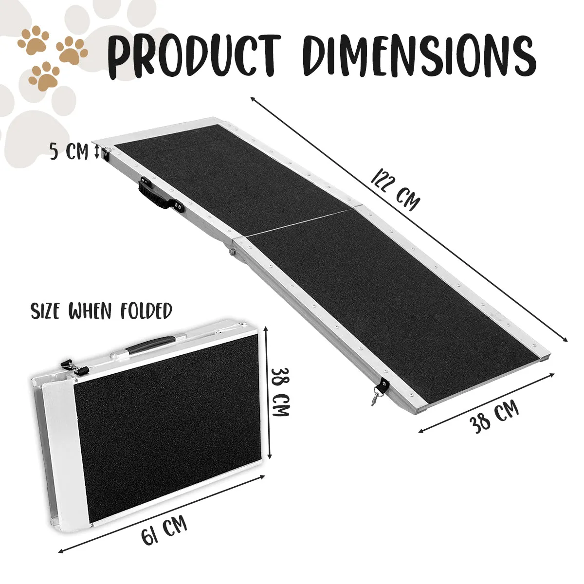 NNEDPE Foldable Aluminium Dog Ramp - 122 x 38 cm