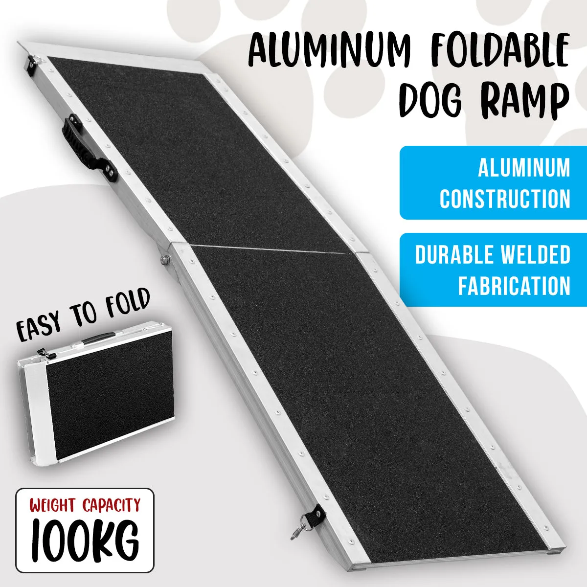 NNEDPE Foldable Aluminium Dog Ramp - 122 x 38 cm