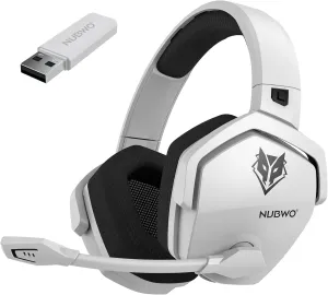 NUBWO G06 Dual Wireless Gaming Headset with Microphone for PS5, PS4, PC - 23ms Low Latency Audio - 100-Hour of Playtime - 50mm Drivers (White-Black)