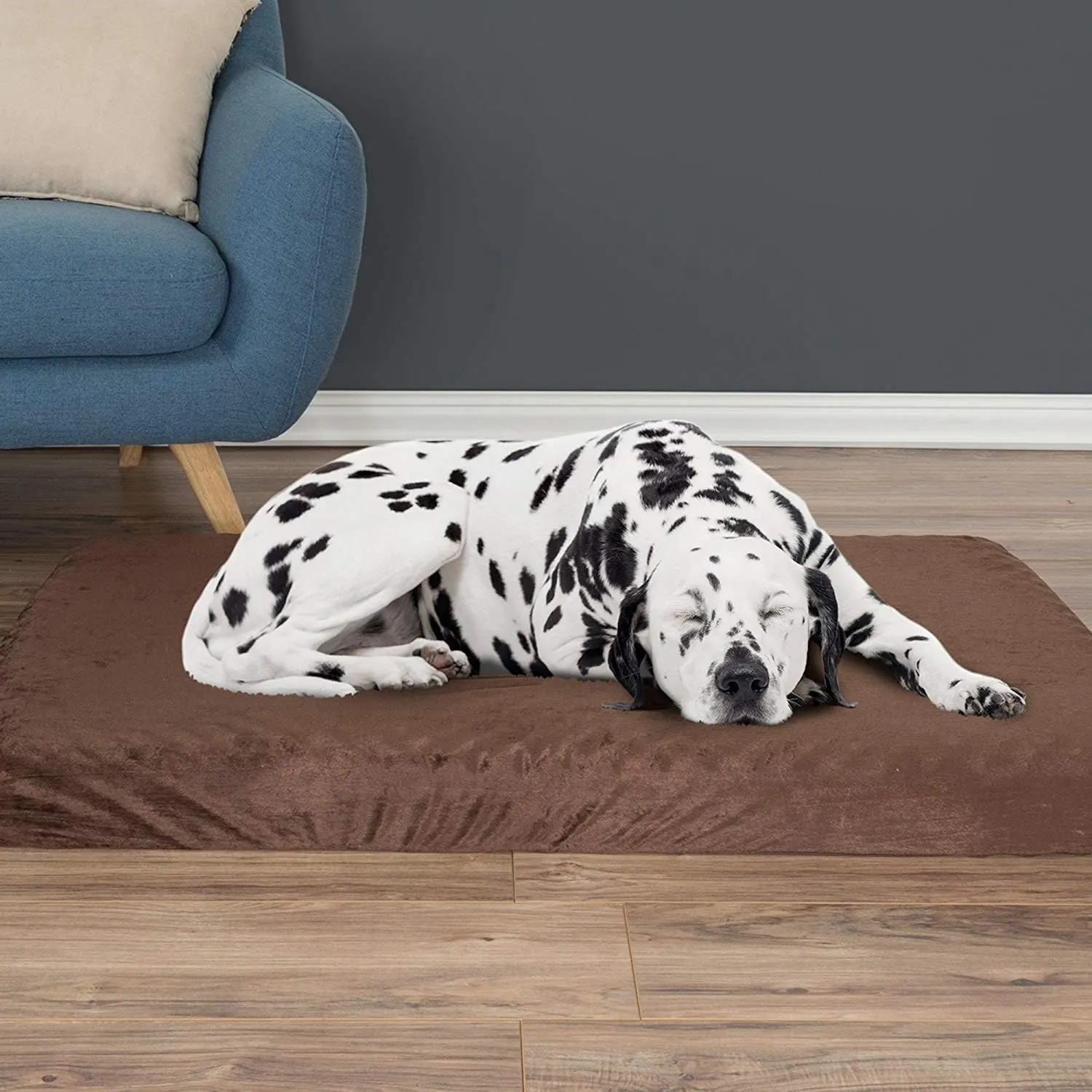 Orthopedic Dog Bed - 2-Layer Pet Bed for Floor, Kennel, or Crate with Removable Washable Cover - 46x27 Dog Bed for Large Dogs by PETMAKER (Brown)