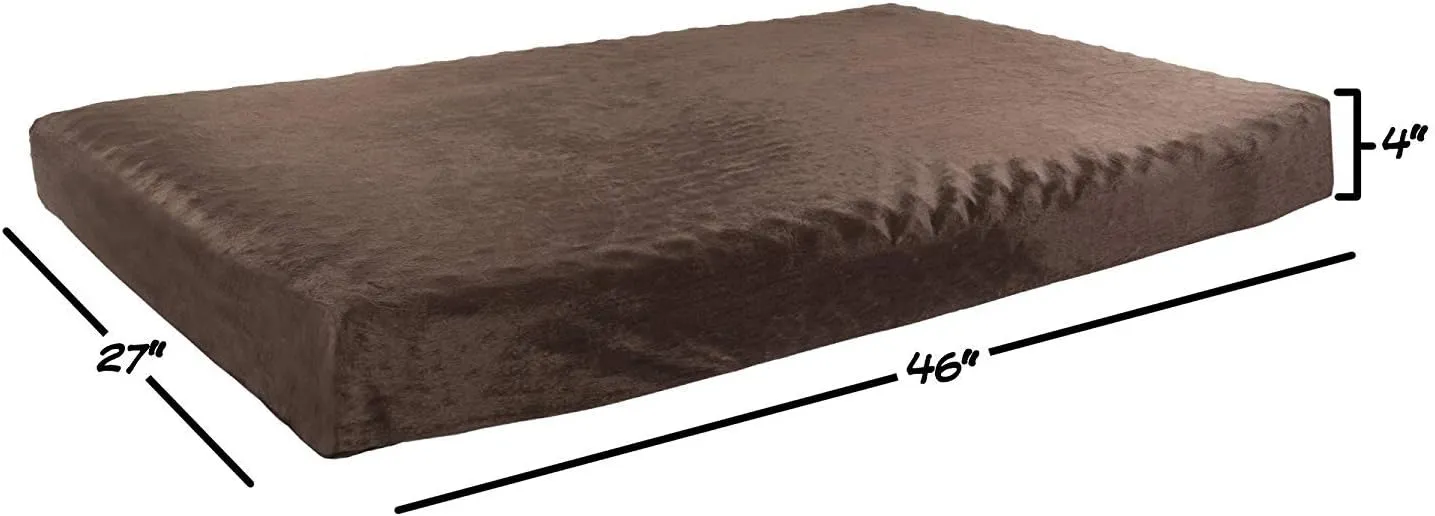 Orthopedic Dog Bed - 2-Layer Pet Bed for Floor, Kennel, or Crate with Removable Washable Cover - 46x27 Dog Bed for Large Dogs by PETMAKER (Brown)