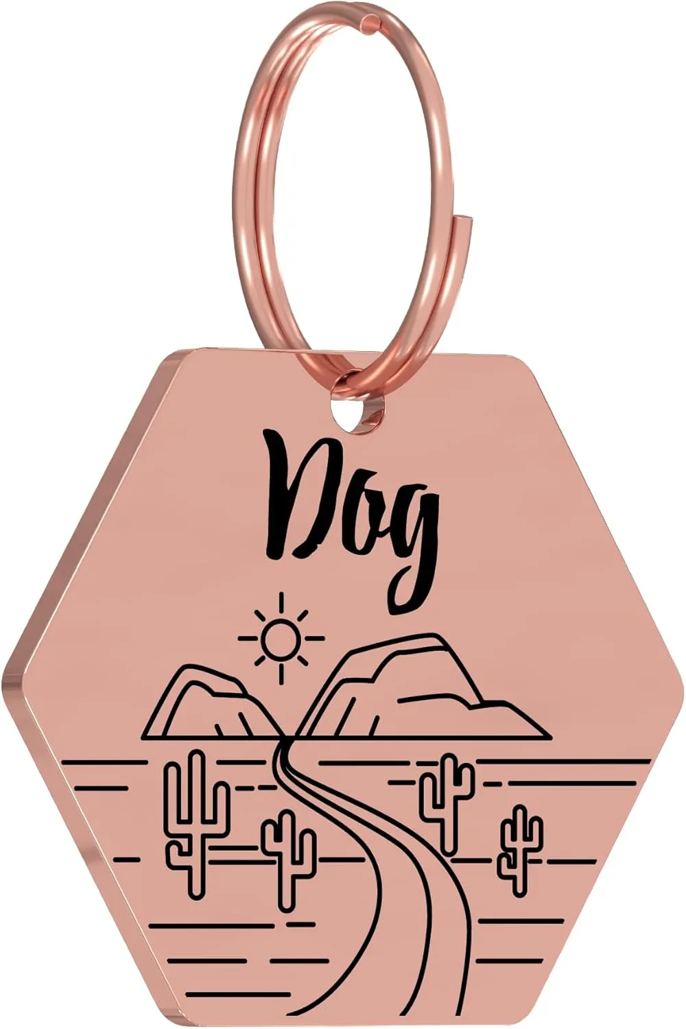 PawFurEver Stainless Steel Pet ID Tag | Personalized Cat & Dog Tags - Engraved Front & Back - Dark Etching - Hexagon, Rose Gold