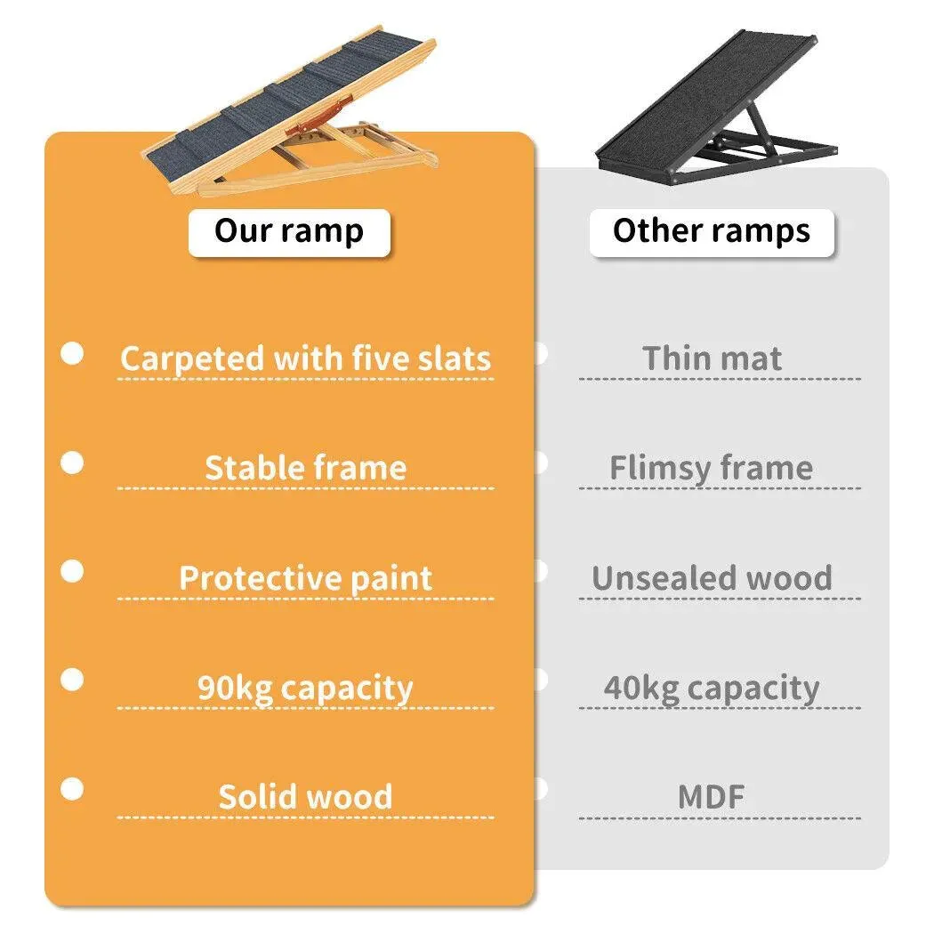 Pawz Premium Wooden Dog Ramp - Adjustable Height