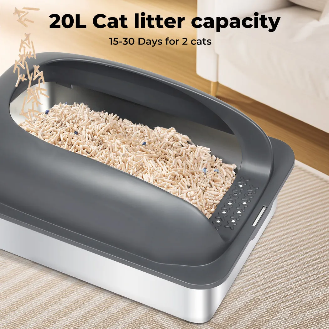Pawz Stainless Steel Cat Litter Box Large Semi-Enclosed