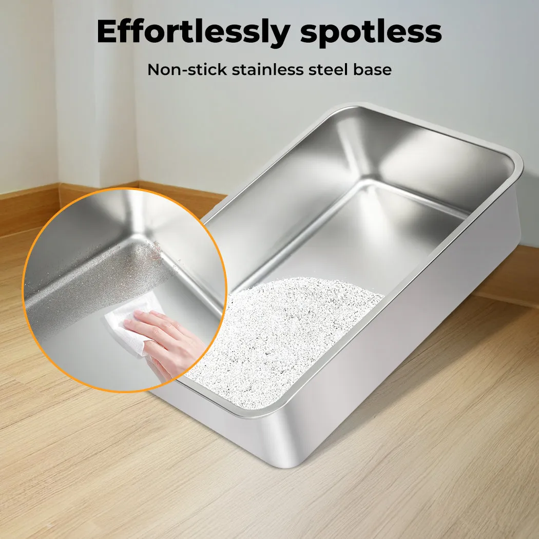 Pawz Stainless Steel Cat Litter Box Large Semi-Enclosed