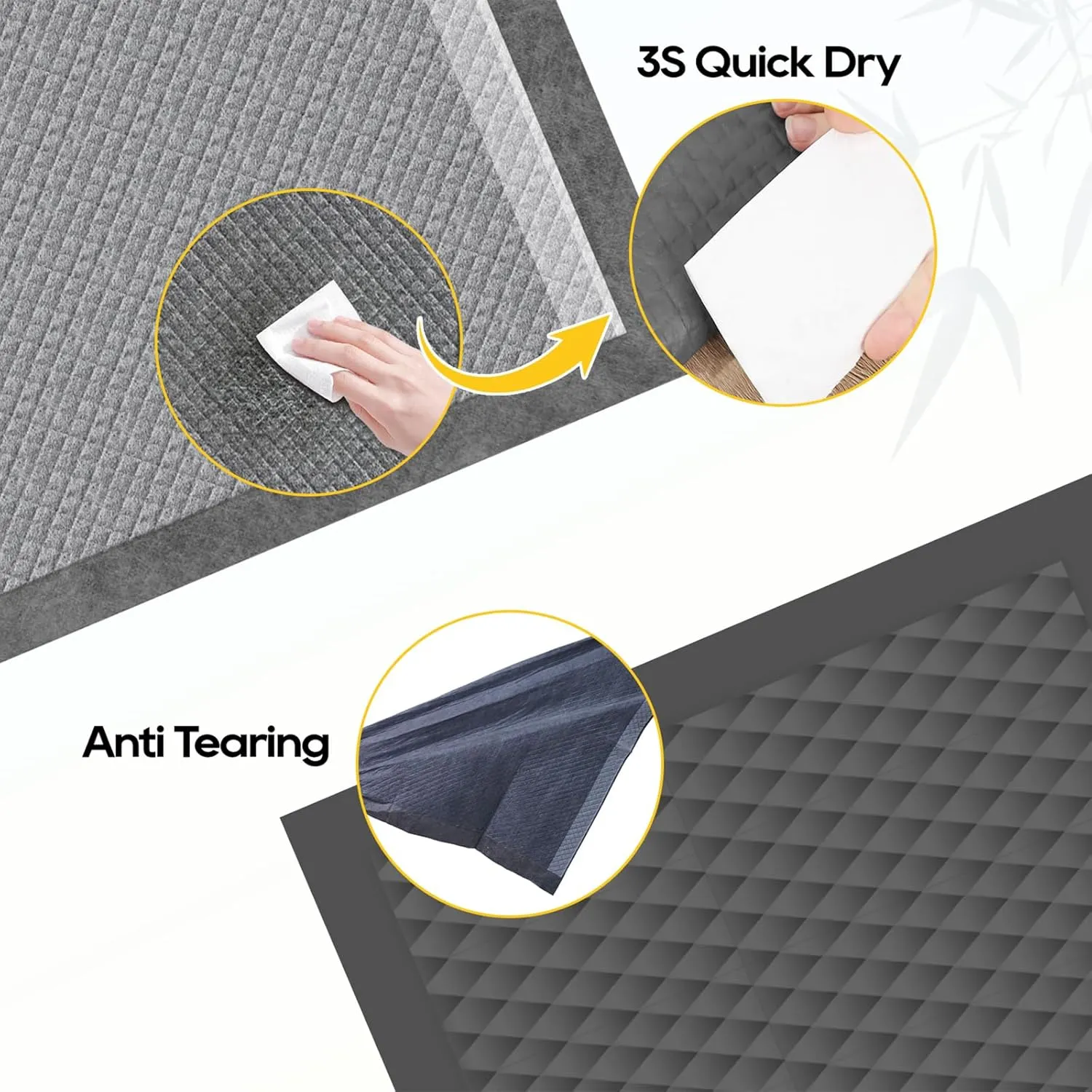 Pee Pads for Dogs 22"x22" Charcoal Puppy Pads 15 Counts Small Disposable Activated Carbon Super Absorbent Full Edge-Wrapping Pee Pads Odor-Control Training Pads for Doggie Cats Rabbits
