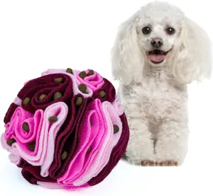 Pet Snuffle Ball, Puzzle Sniffing Interactive Dog Toy for Blind Dogs Training, Stress Relief, Dog Enrichment, Treat Ball, Machine Washable (15cm, Fantasy Pink)