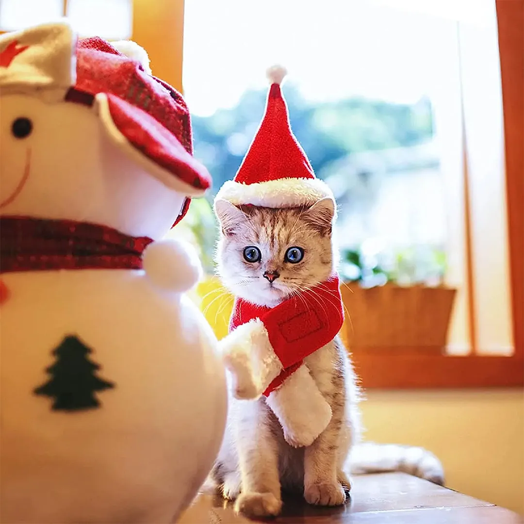 PetAffairs Christmas Costume with Santa Hat Scarf Xmas Outfit