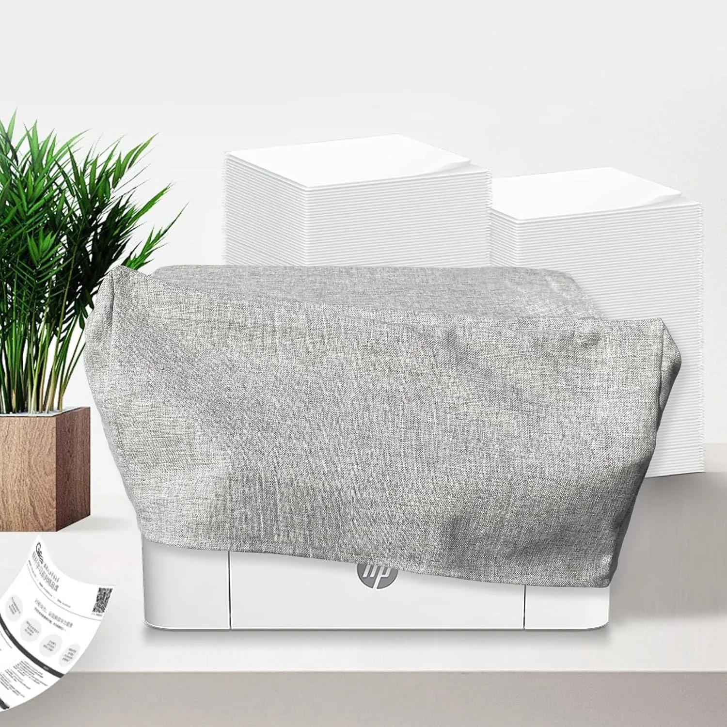 Printer Dust Cover Turntable Cover Case Compatible for EcoTank ET-2803, Linen Look Antistatic Fabric Burlap Decor with Home Style, 24"W x 15"D x 10"H